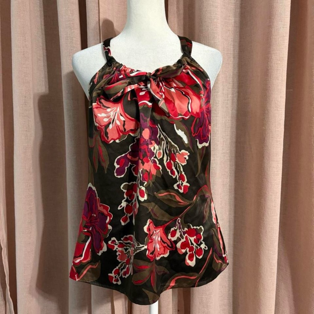 Ann Taylor Y2k Floral Front Tie Top